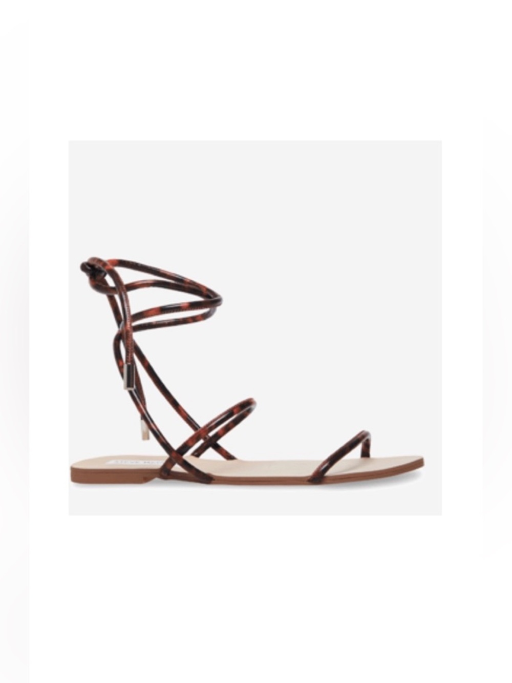 Steve Madden Twirl Brown Leather Sandals Strappy Tortoise 8